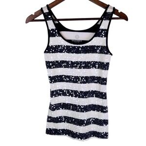 Old Navy Women's Striped Sequin Tank Top Navy White Small S Sparkle Glitter